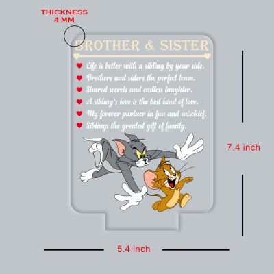 Brother Sister UV Print LED Night Lamp – Tom & Jerry Theme Acrylic Light